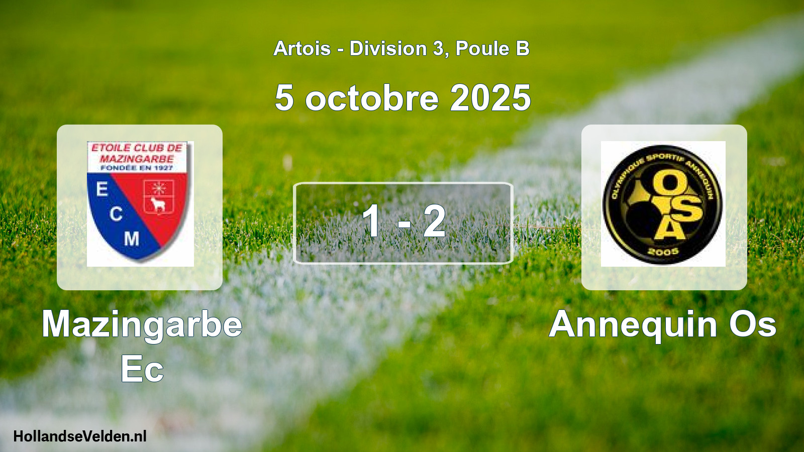 Match joué: Mazingarbe Ec - Annequin Os 1 - 2 (5 octobre 2025)