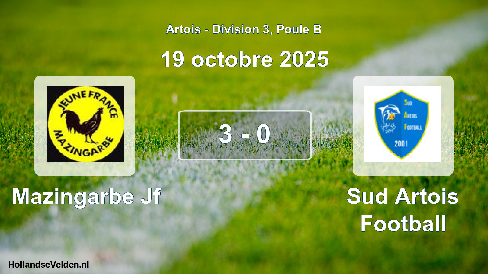 Total number of matches played: Mazingarbe Jf - Sud Artois Football 3 - 0 (19 October 2025)