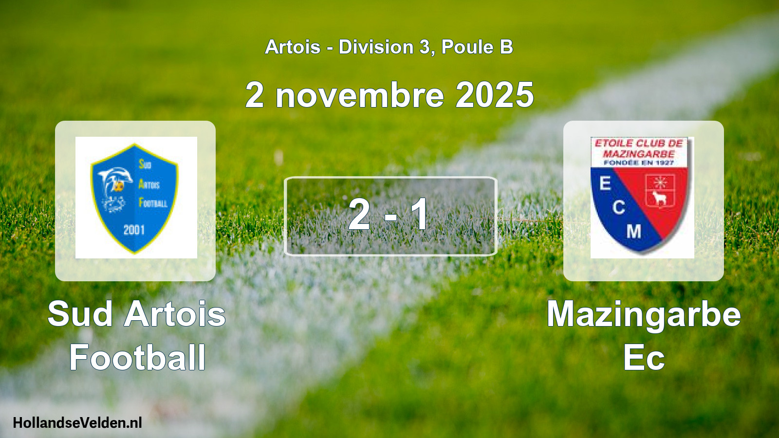 Gespeelde wedstrijd: Sud Artois Football - Mazingarbe Ec 2 - 1 (2 november 2025)