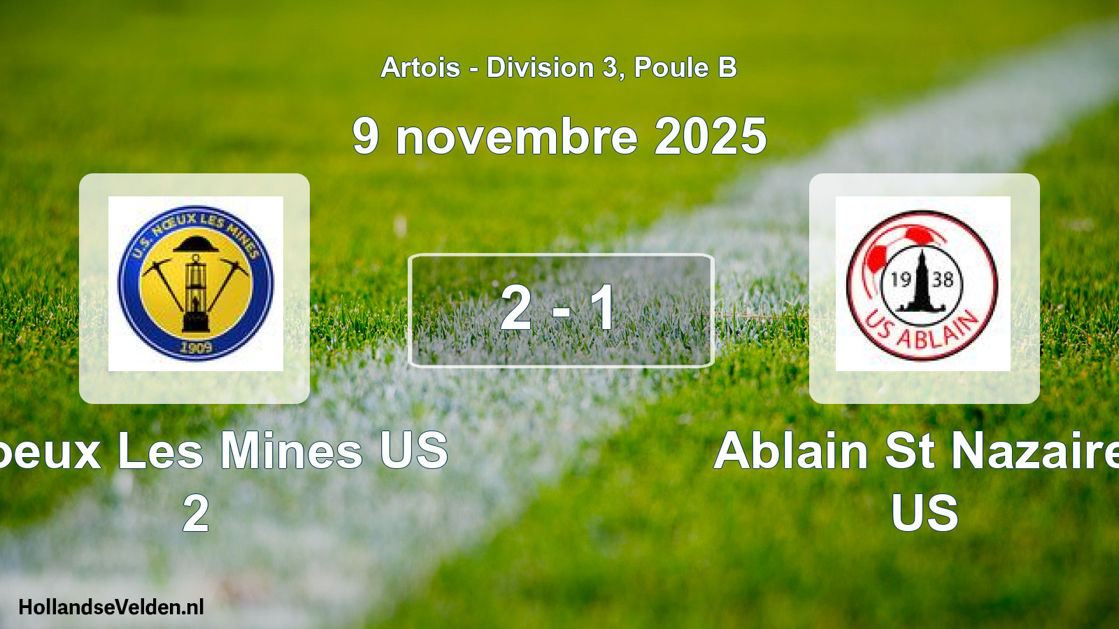 Match joué: Noeux Les Mines US 2 - Ablain St Nazaire US 2 - 1 (9 novembre 2025)