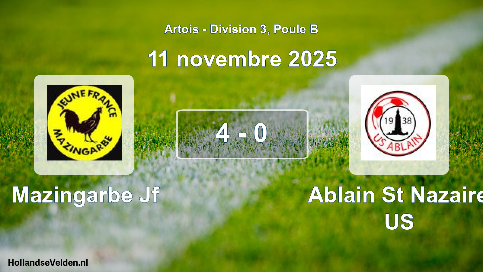 Match joué: Mazingarbe Jf - Ablain St Nazaire US 4 - 0 (11 novembre 2025)