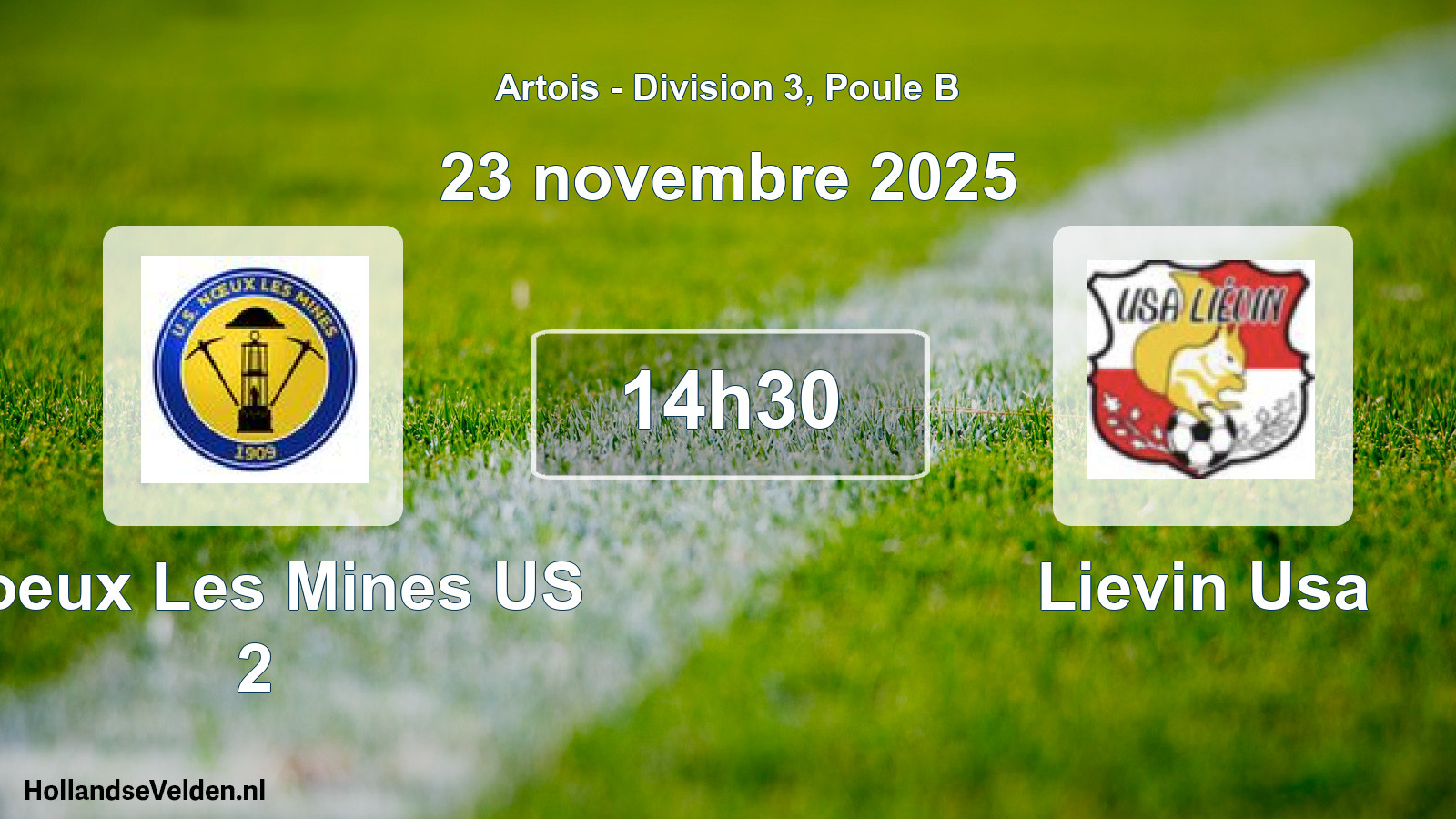 Match programmé: Noeux Les Mines US 2 - Lievin Usa (23 novembre 2025)