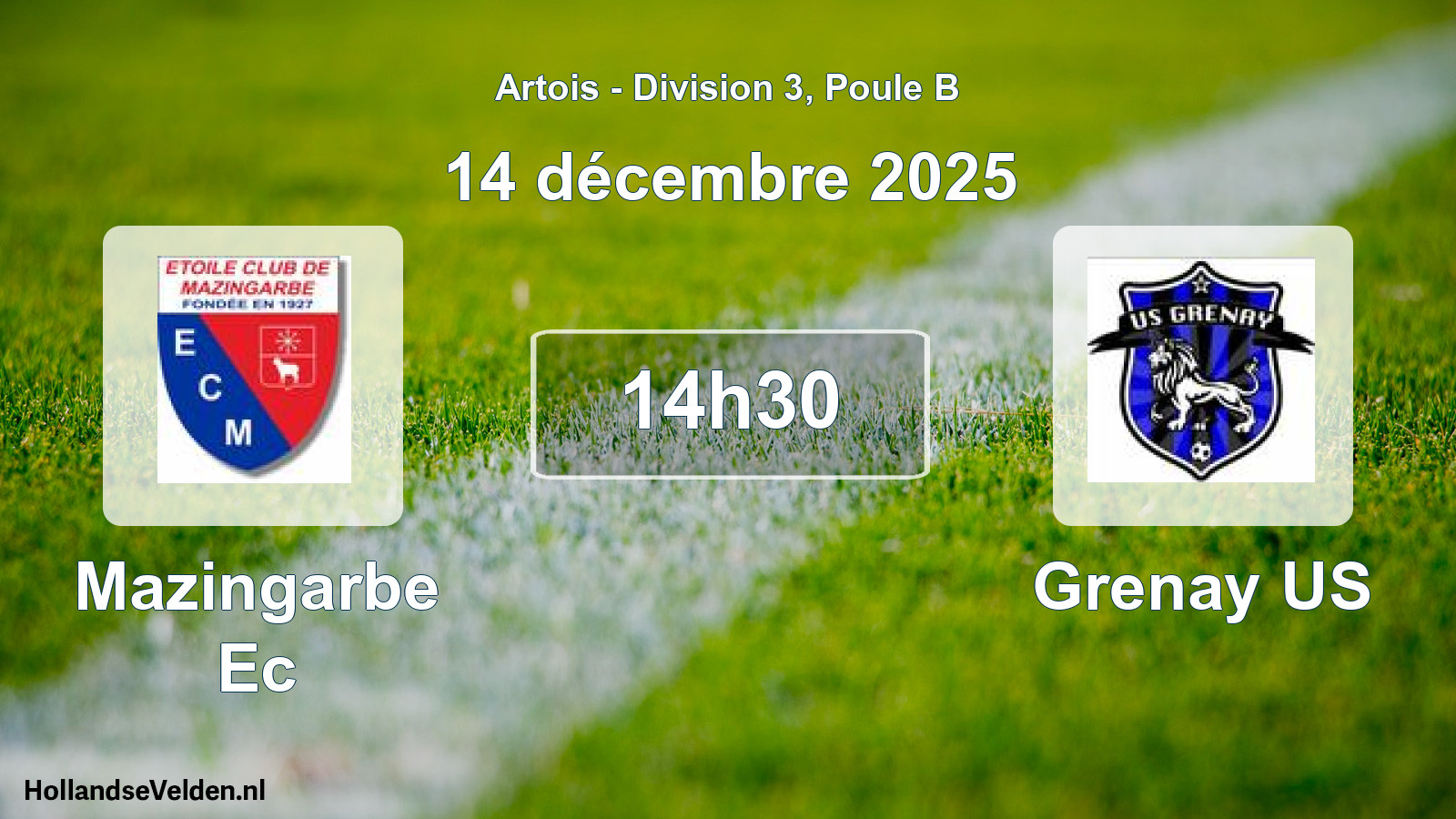 Match programmé: Mazingarbe Ec - Grenay US (14 décembre 2025)