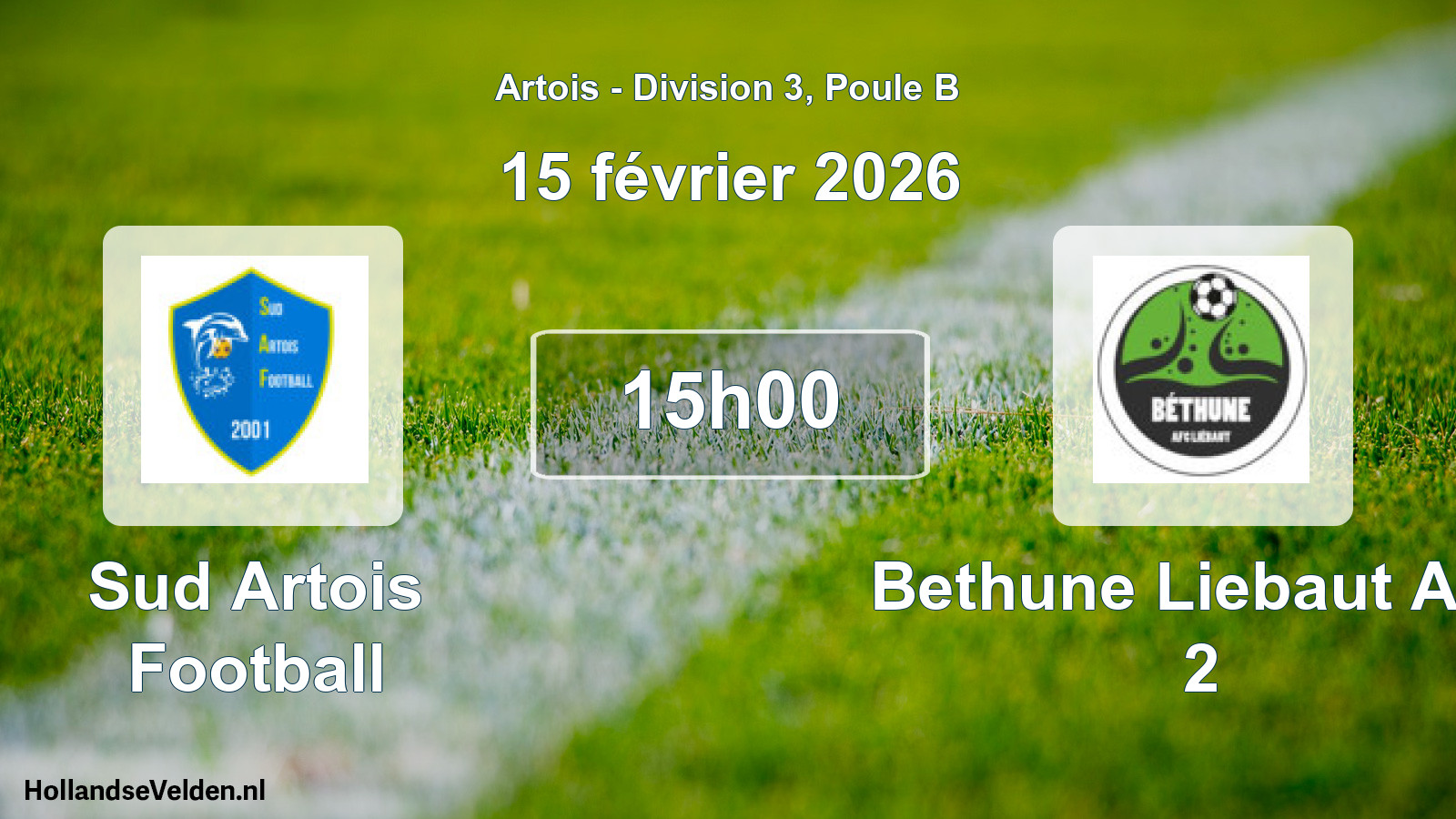 Scheduled Match: Sud Artois Football - Bethune Liebaut Afcl 2 (15 February 2026)