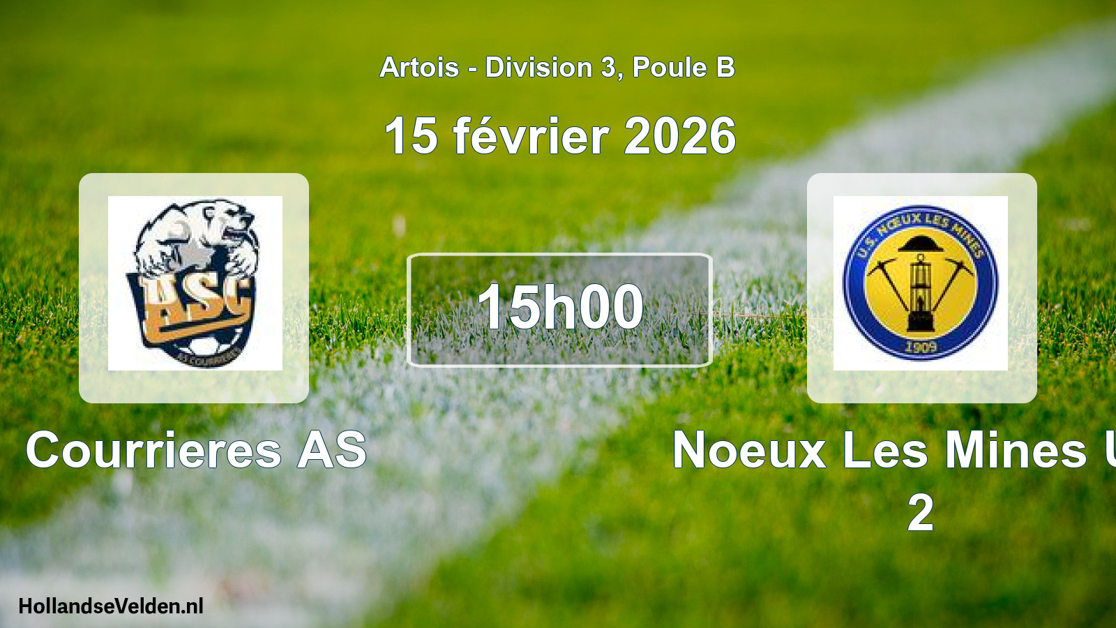 Match programmé: Courrieres AS - Noeux Les Mines US 2 (15 février 2026)