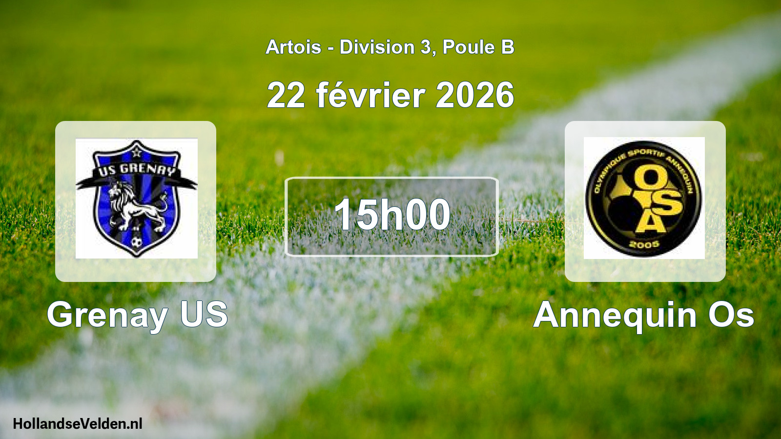 Match programmé: Grenay US - Annequin Os (22 février 2026)