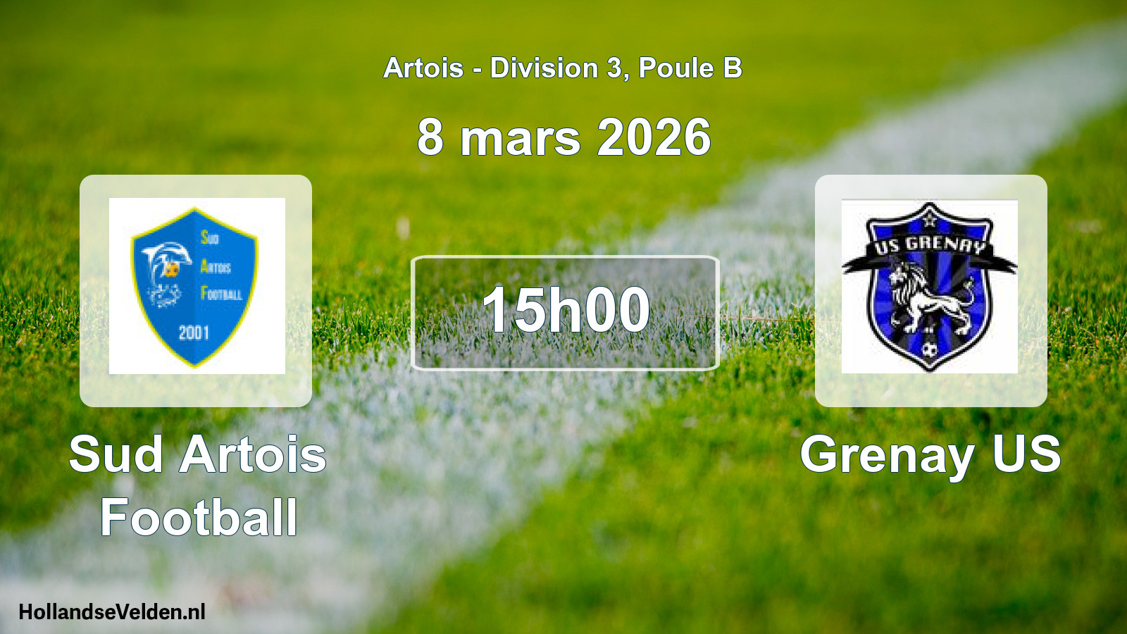 Scheduled Match: Sud Artois Football - Grenay US (8 March 2026)