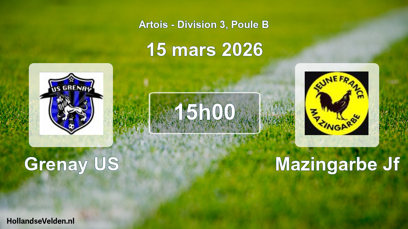 Match programmé: Grenay US - Mazingarbe Jf (15 mars 2026)