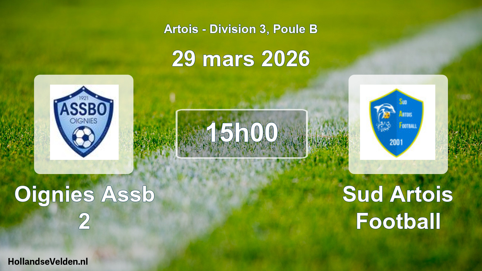Scheduled Match: Oignies Assb 2 - Sud Artois Football (29 March 2026)