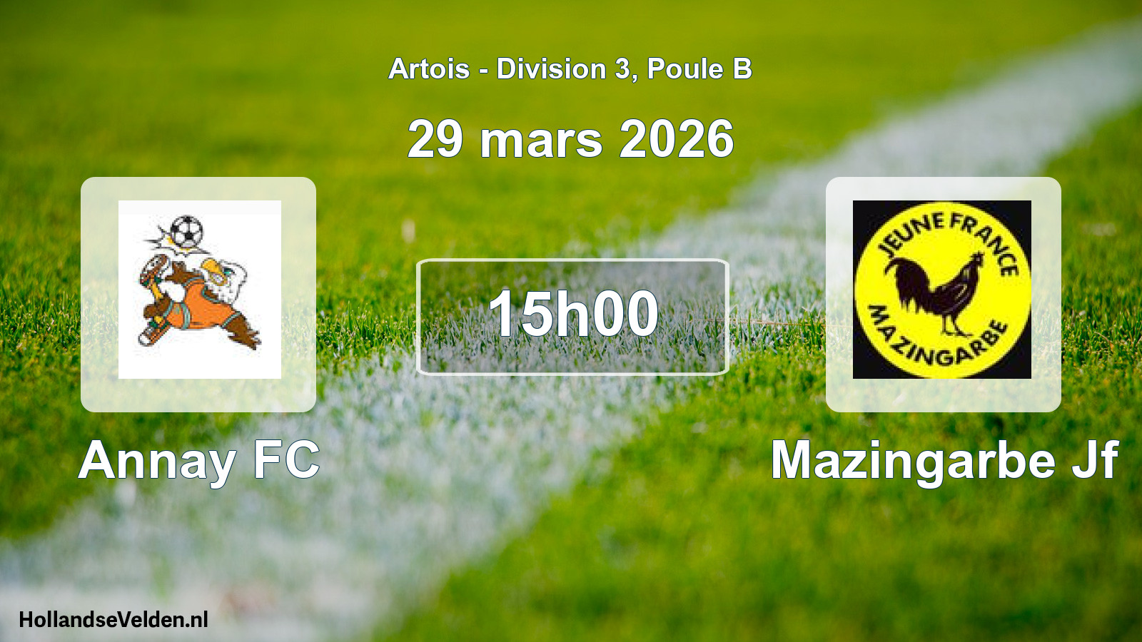Match programmé: Annay FC - Mazingarbe Jf (29 mars 2026)