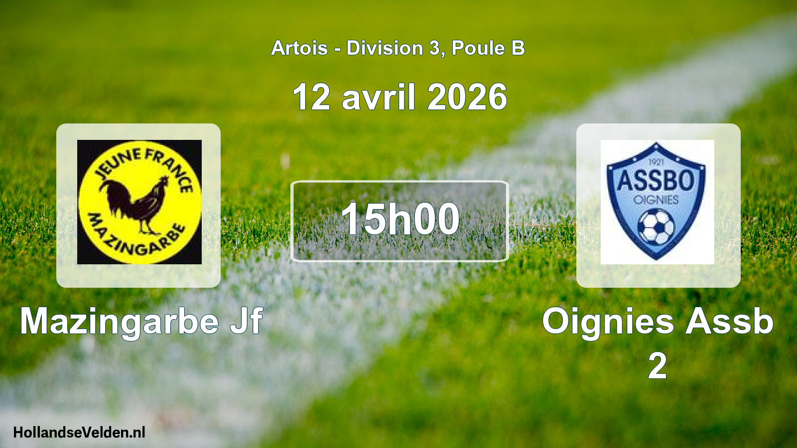 Scheduled Match: Mazingarbe Jf - Oignies Assb 2 (12 April 2026)
