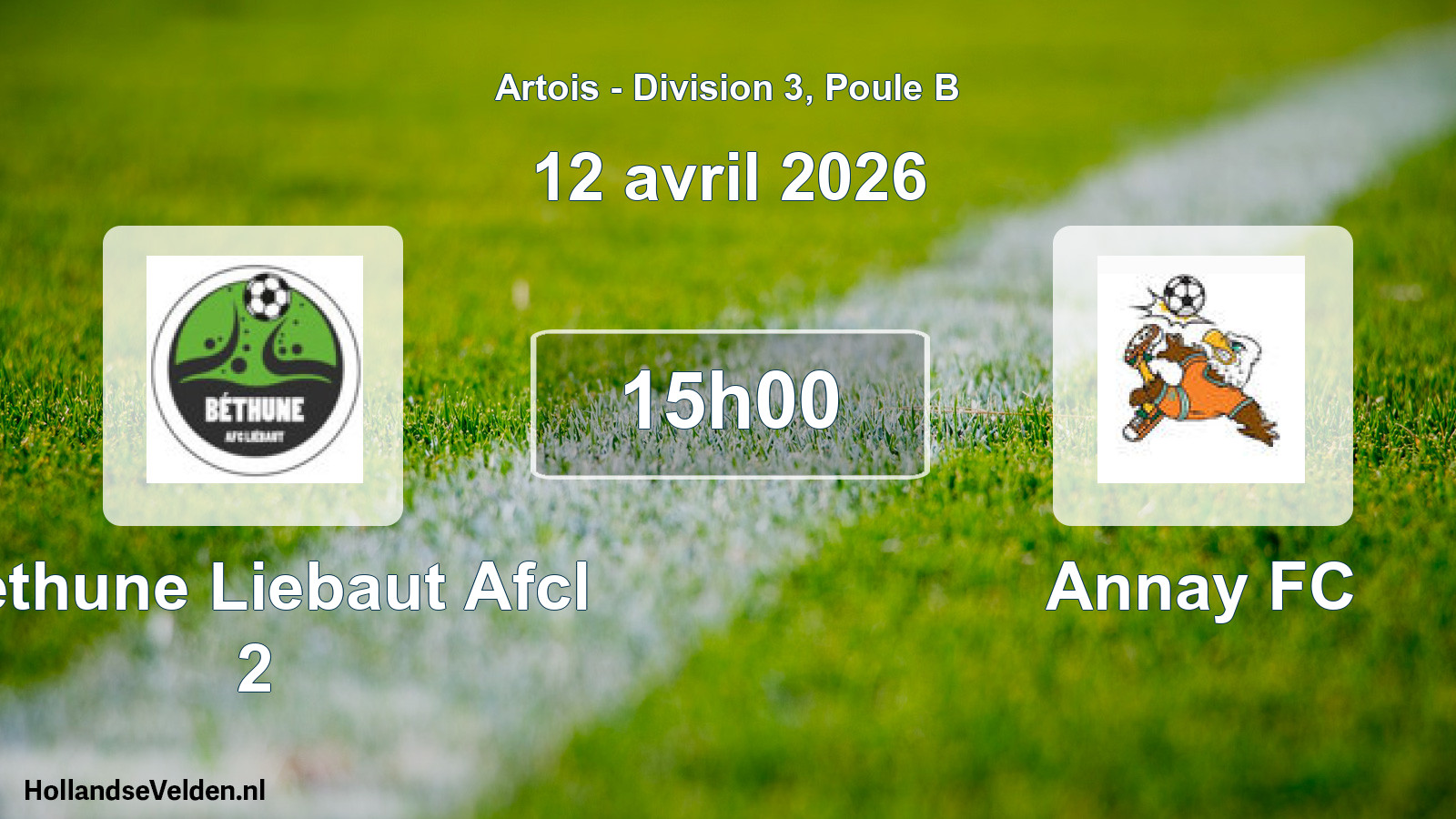 Geplande wedstrijd: Bethune Liebaut Afcl 2 - Annay FC (12 april 2026)