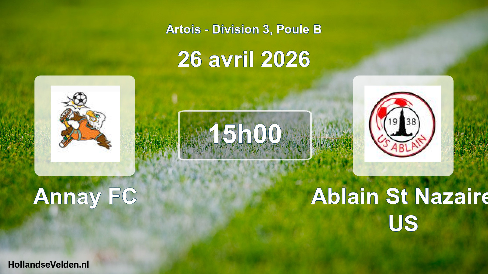 Match programmé: Annay FC - Ablain St Nazaire US (26 avril 2026)