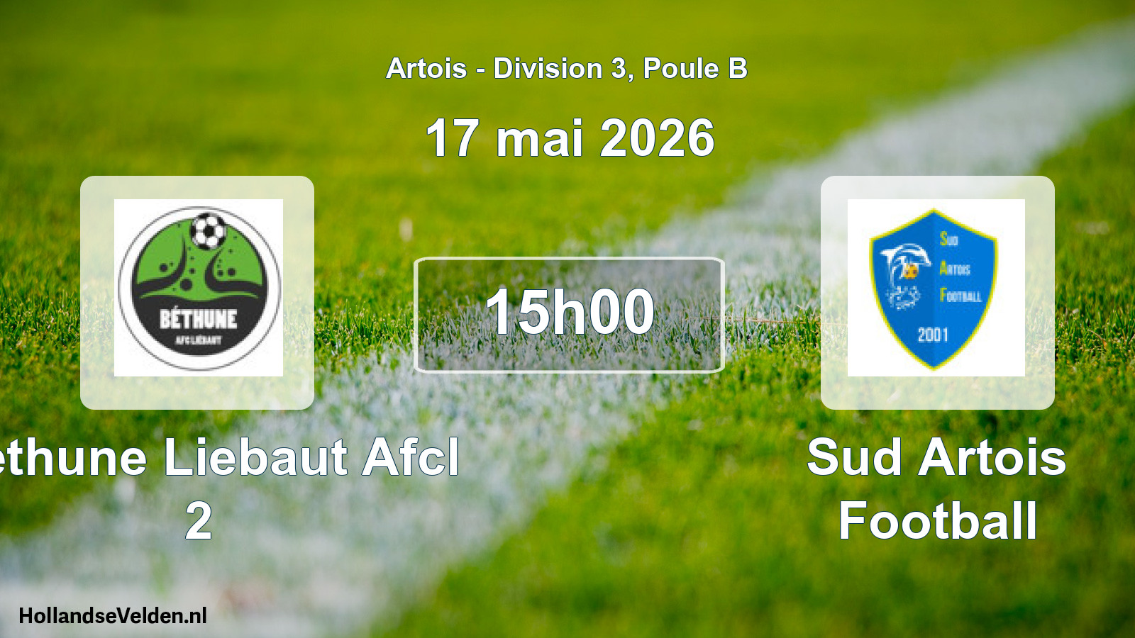 Geplande wedstrijd: Bethune Liebaut Afcl 2 - Sud Artois Football (17 mei 2026)