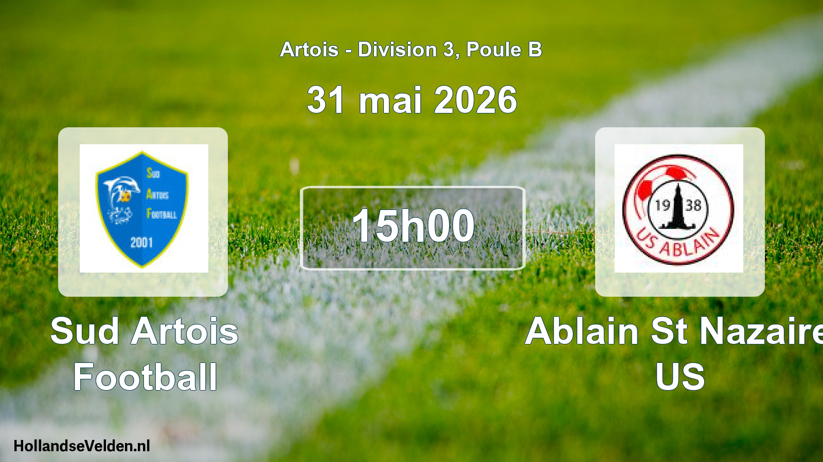 Match programmé: Sud Artois Football - Ablain St Nazaire US (31 mai 2026)