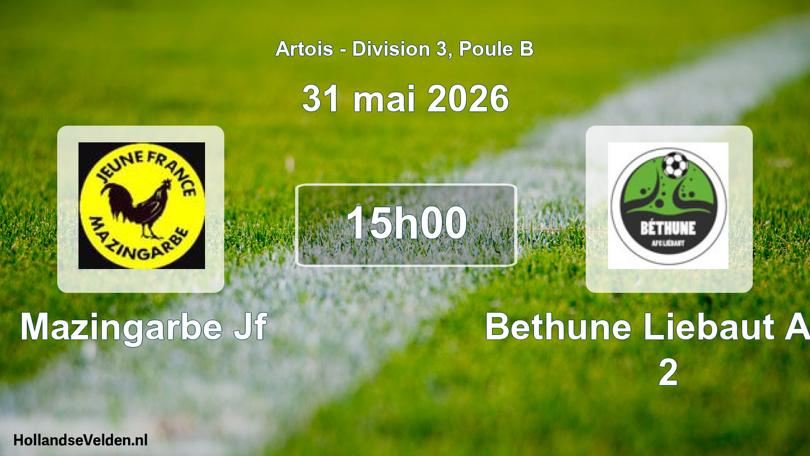 Match programmé: Mazingarbe Jf - Bethune Liebaut Afcl 2 (31 mai 2026)