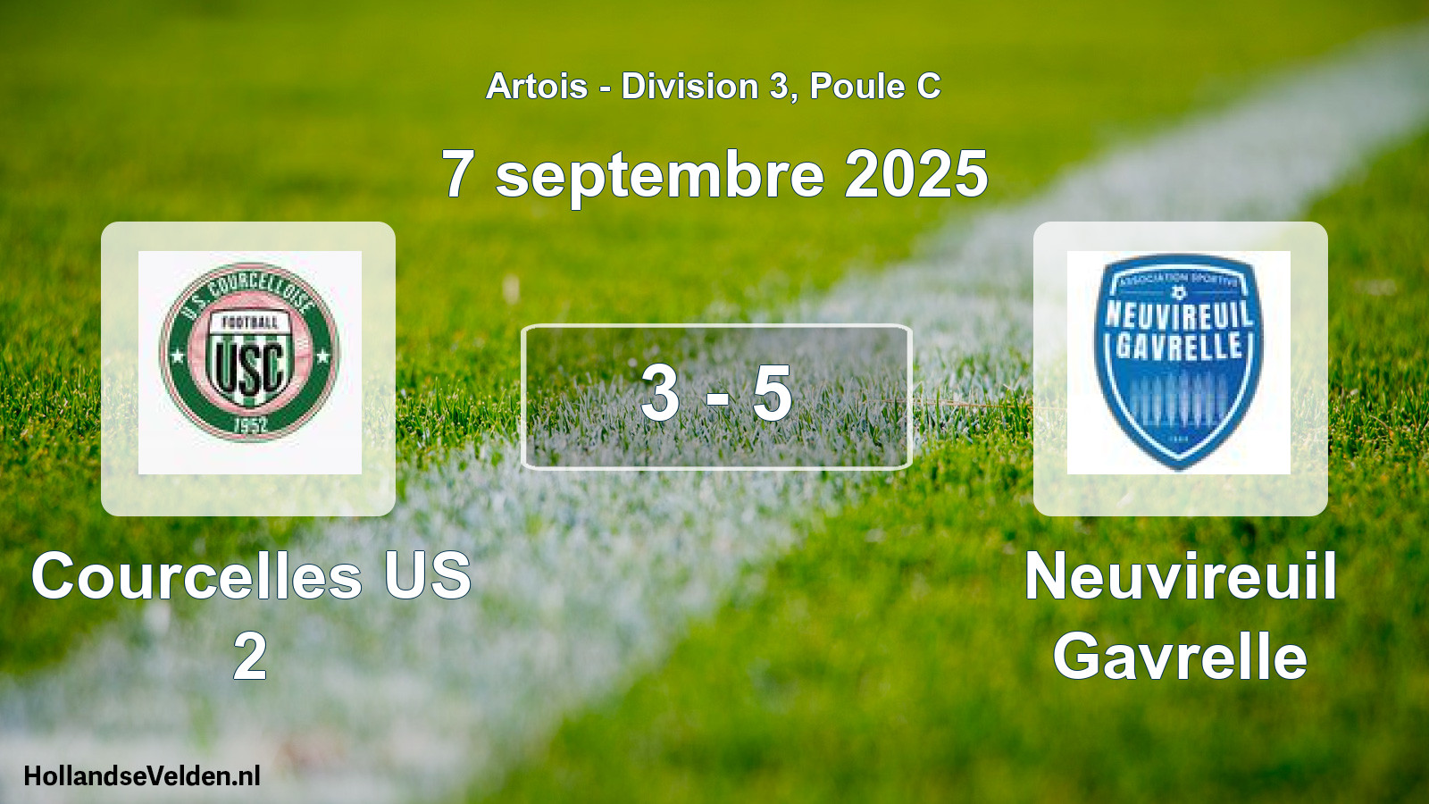 Match joué: Courcelles US 2 - Neuvireuil Gavrelle 3 - 5 (7 septembre 2025)
