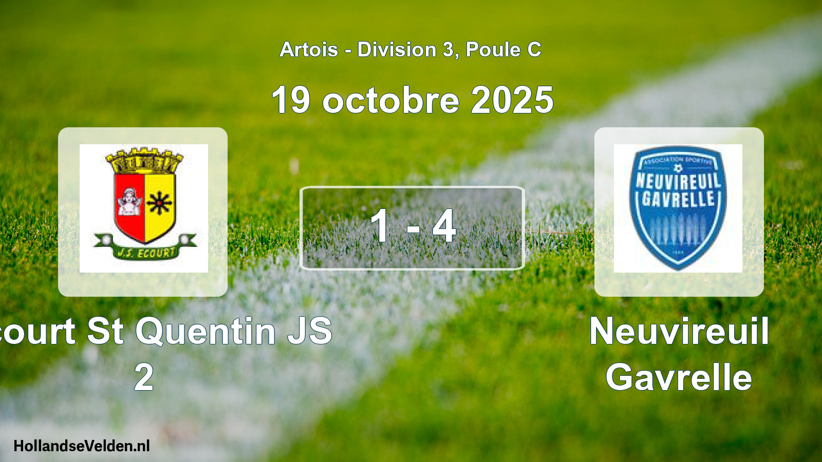 Gespeelde wedstrijd: Ecourt St Quentin JS 2 - Neuvireuil Gavrelle 1 - 4 (19 oktober 2025)