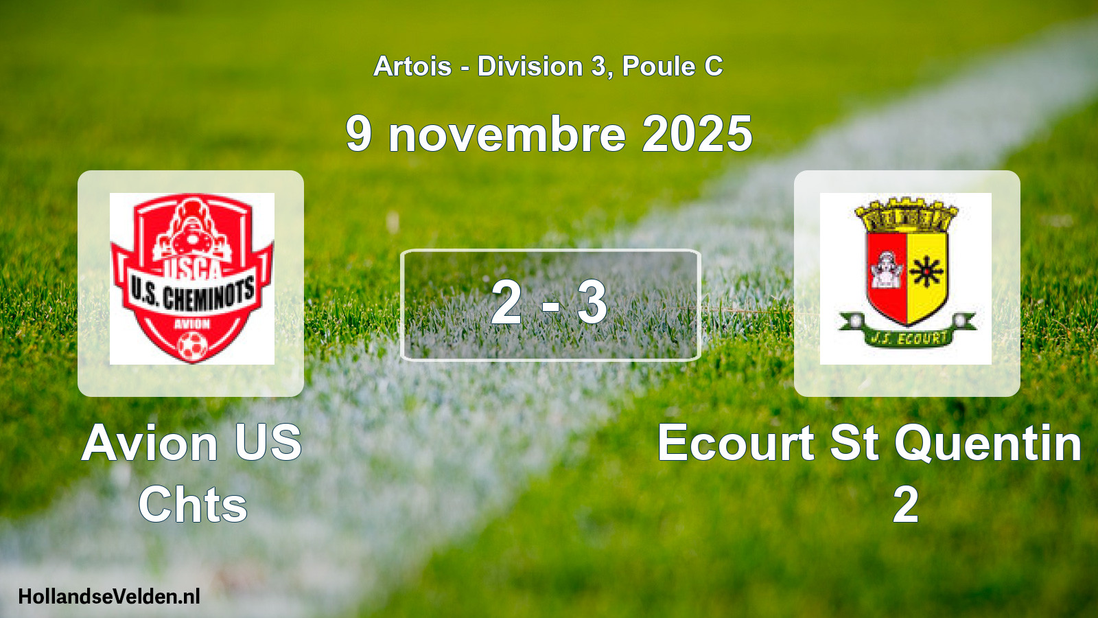 Gespeelde wedstrijd: Avion US Chts - Ecourt St Quentin JS 2 2 - 3 (9 november 2025)