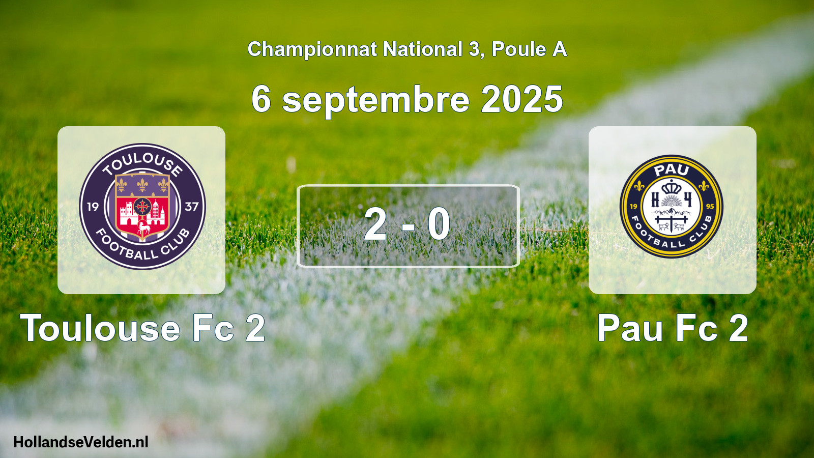 Total number of matches played: Toulouse Fc 2 - Pau Fc 2 2 - 0 (6 September 2025)
