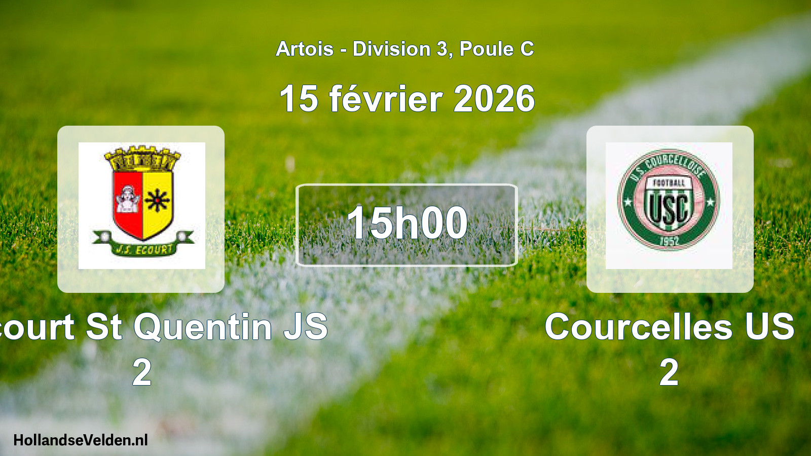 Match programmé: Ecourt St Quentin JS 2 - Courcelles US 2 (15 février 2026)