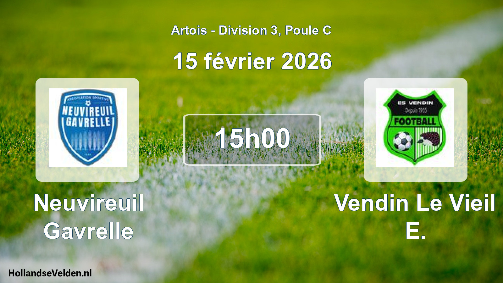 Match programmé: Neuvireuil Gavrelle - Vendin Le Vieil E. (15 février 2026)