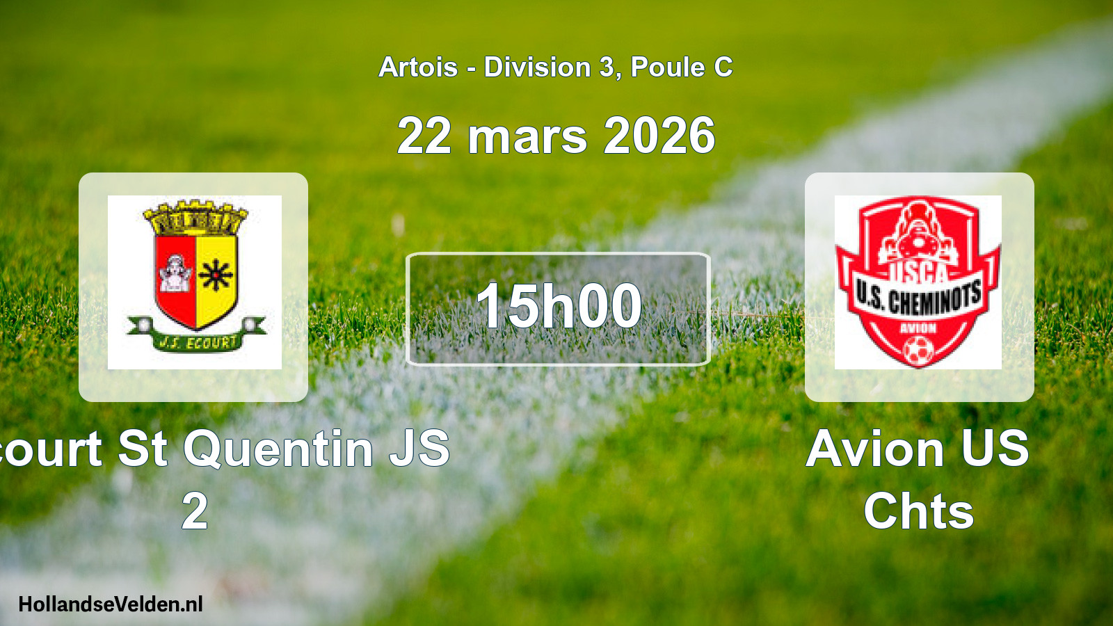 Match programmé: Ecourt St Quentin JS 2 - Avion US Chts (22 mars 2026)