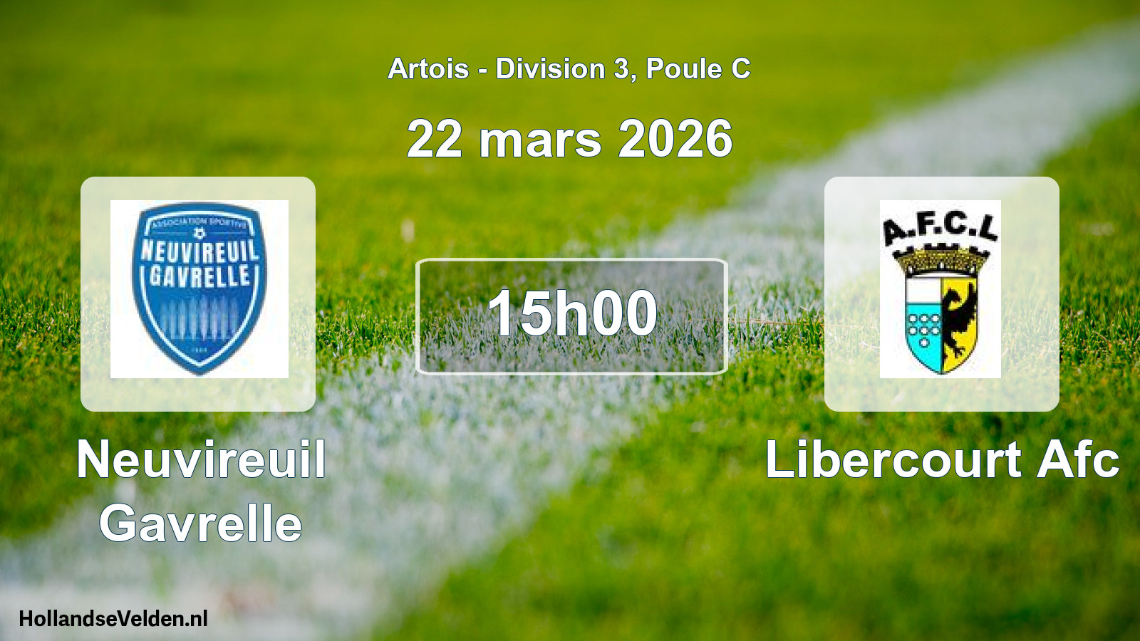 Match programmé: Neuvireuil Gavrelle - Libercourt Afc (22 mars 2026)