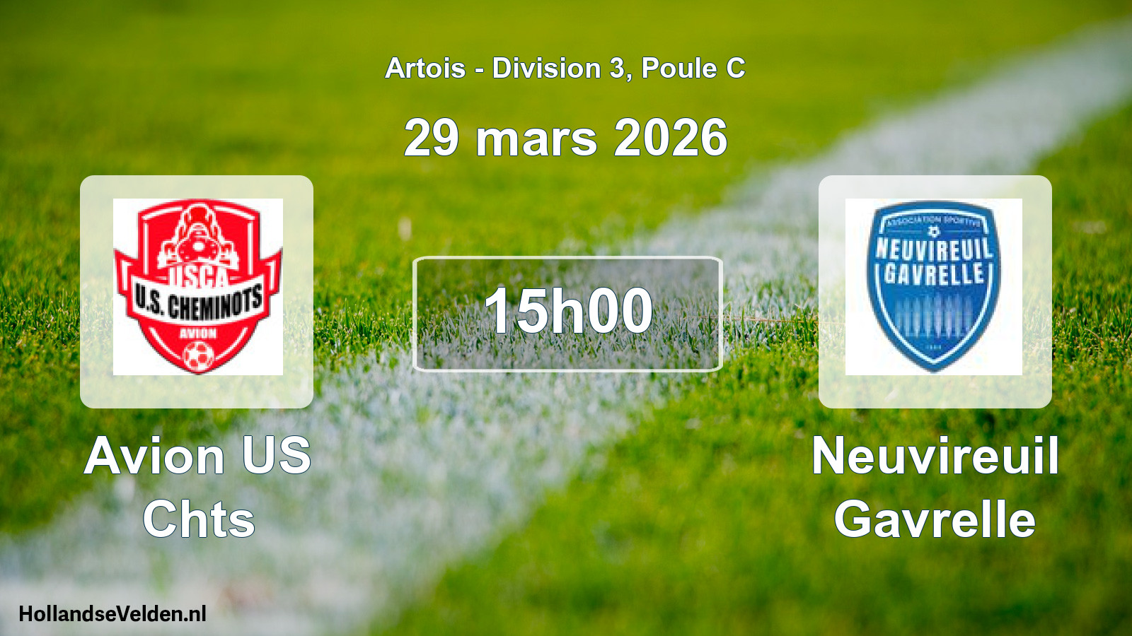 Match programmé: Avion US Chts - Neuvireuil Gavrelle (29 mars 2026)