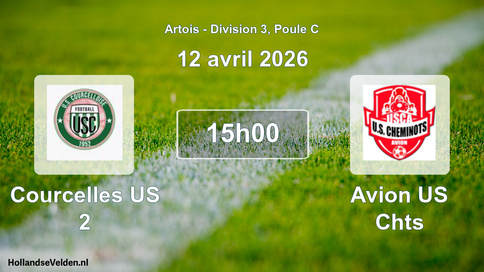 Match programmé: Courcelles US 2 - Avion US Chts (12 avril 2026)