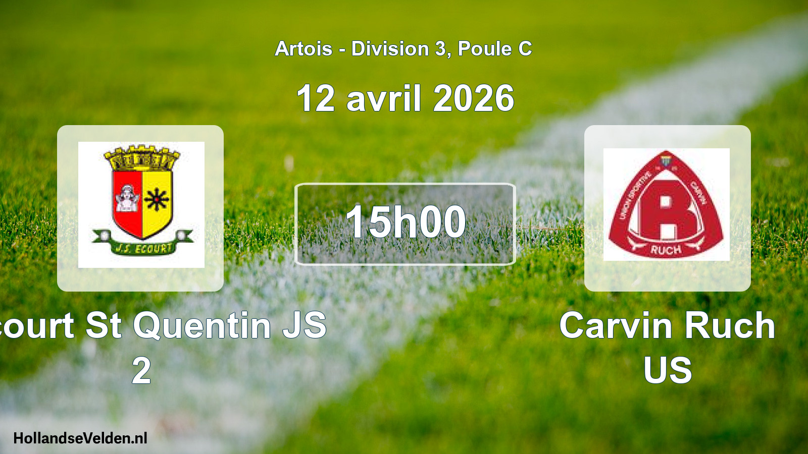 Match programmé: Ecourt St Quentin JS 2 - Carvin Ruch US (12 avril 2026)