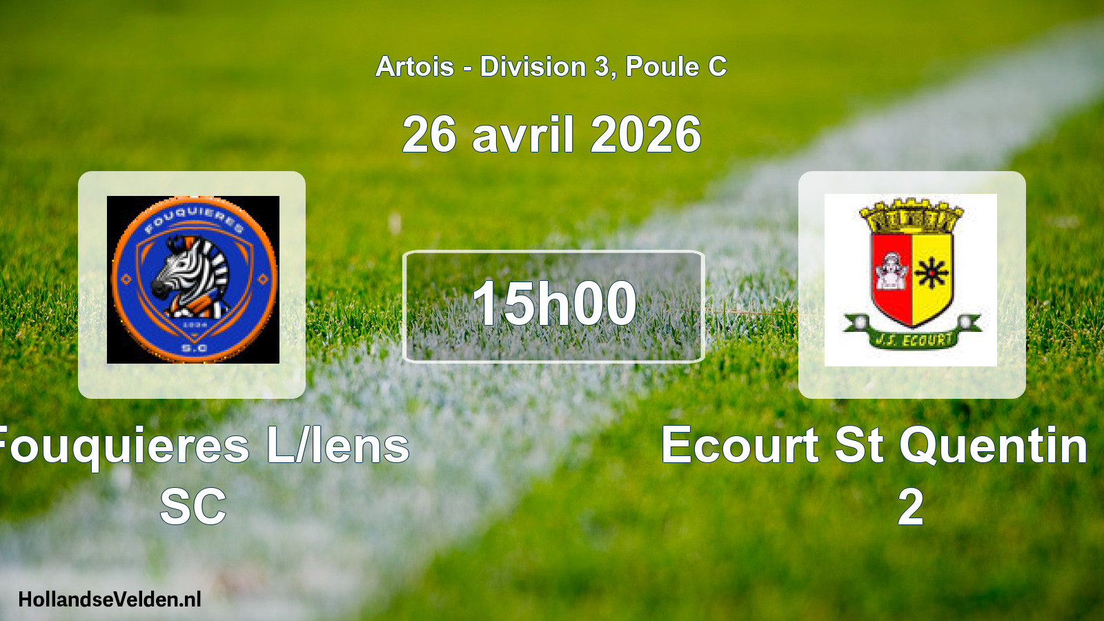 Match programmé: Fouquieres L/lens SC - Ecourt St Quentin JS 2 (26 avril 2026)