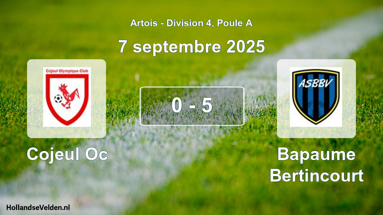 Match joué: Cojeul Oc - Bapaume Bertincourt 0 - 5 (7 septembre 2025)