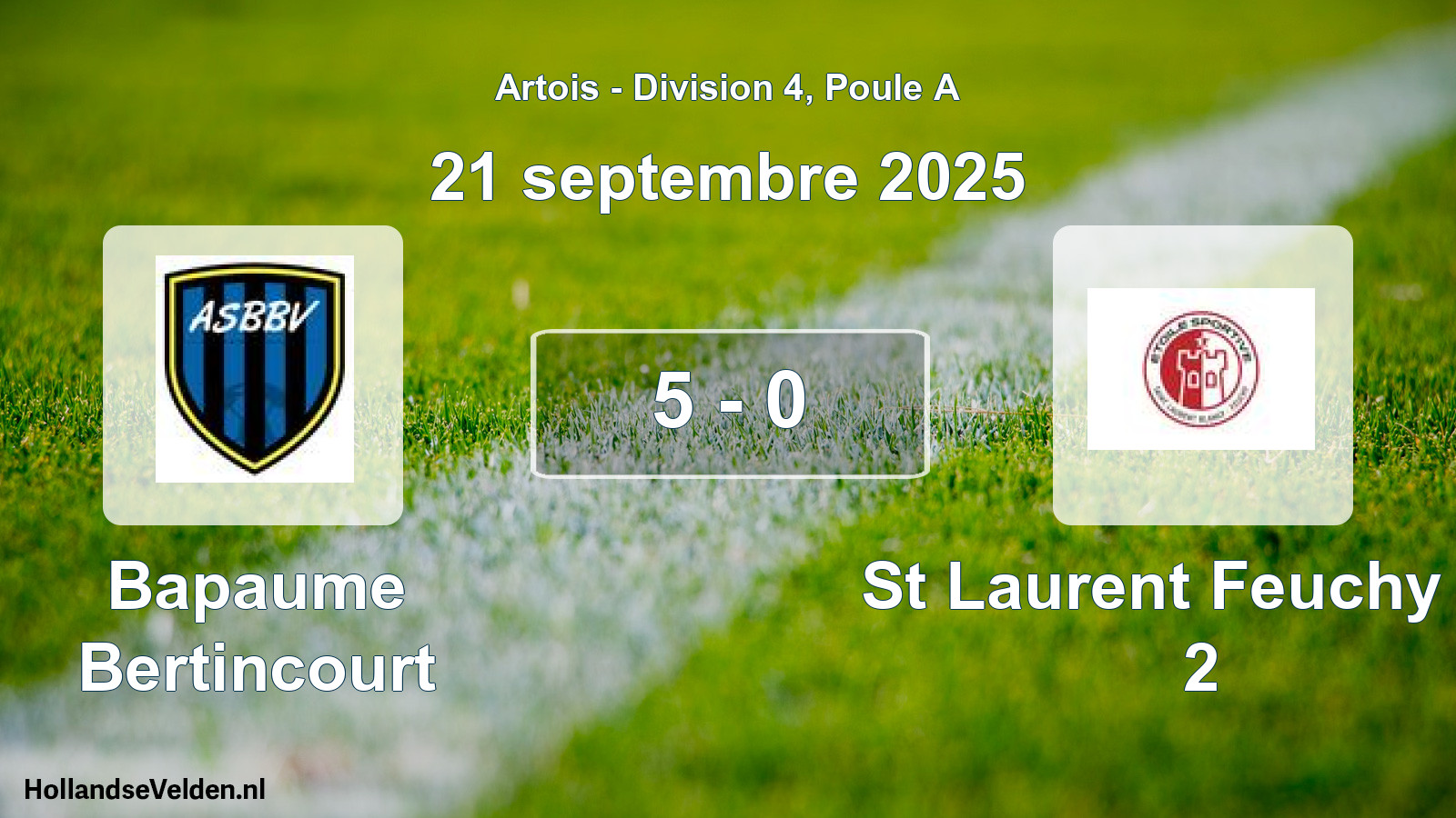 Gespeelde wedstrijd: Bapaume Bertincourt - St Laurent Feuchy Es 2 5 - 0 (21 september 2025)
