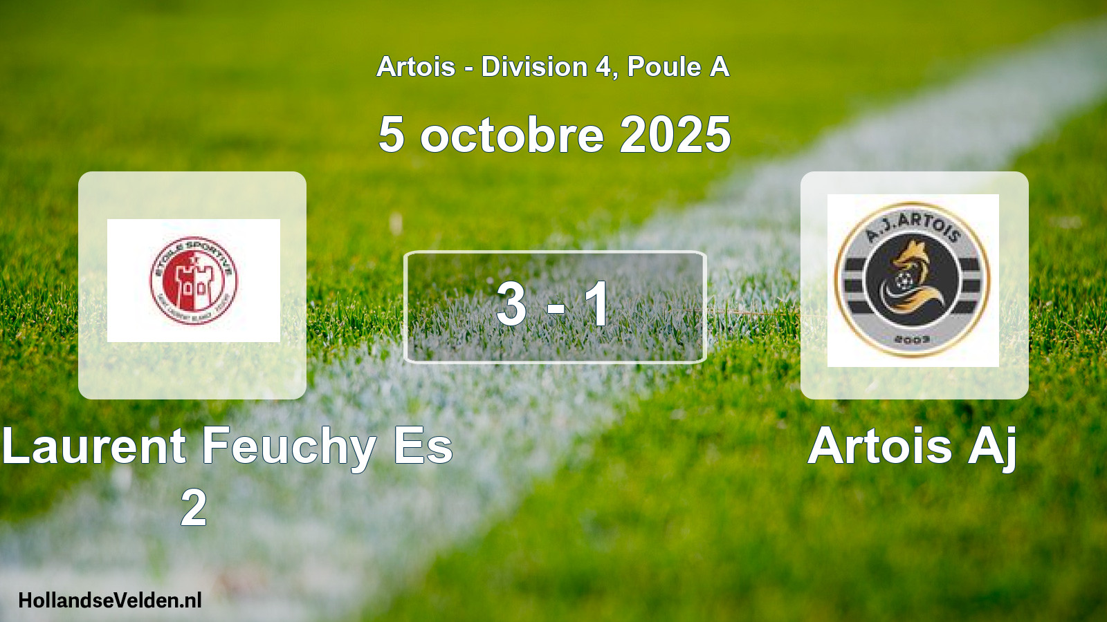 Match joué: St Laurent Feuchy Es 2 - Artois Aj 3 - 1 (5 octobre 2025)