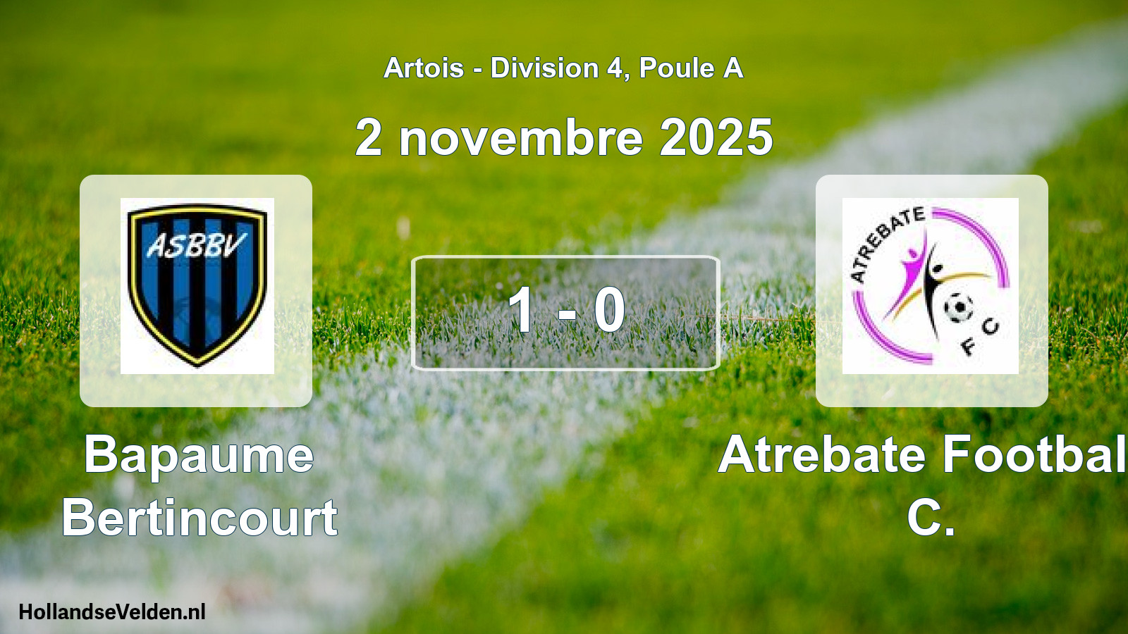 Match joué: Bapaume Bertincourt - Atrebate Football C. 1 - 0 (2 novembre 2025)
