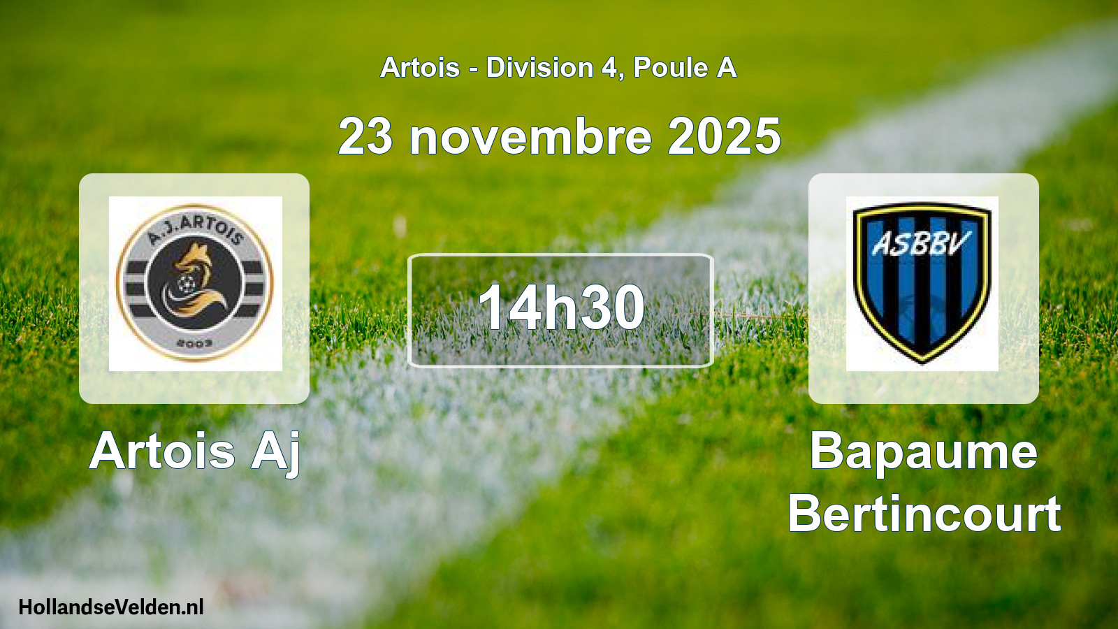 Match programmé: Artois Aj - Bapaume Bertincourt (23 novembre 2025)