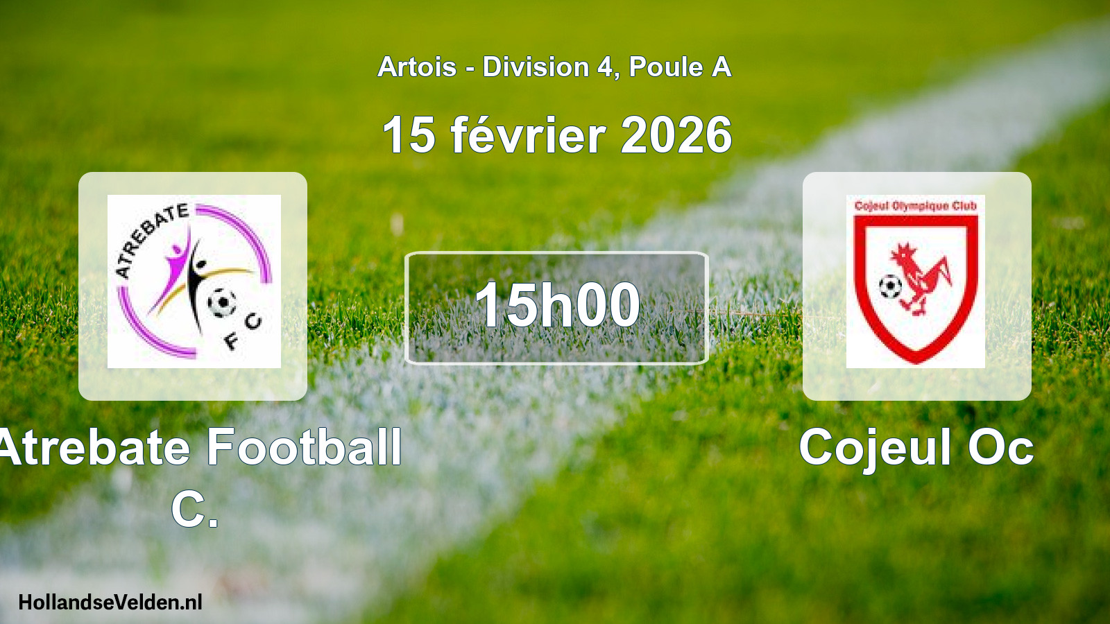 Match programmé: Atrebate Football C. - Cojeul Oc (15 février 2026)