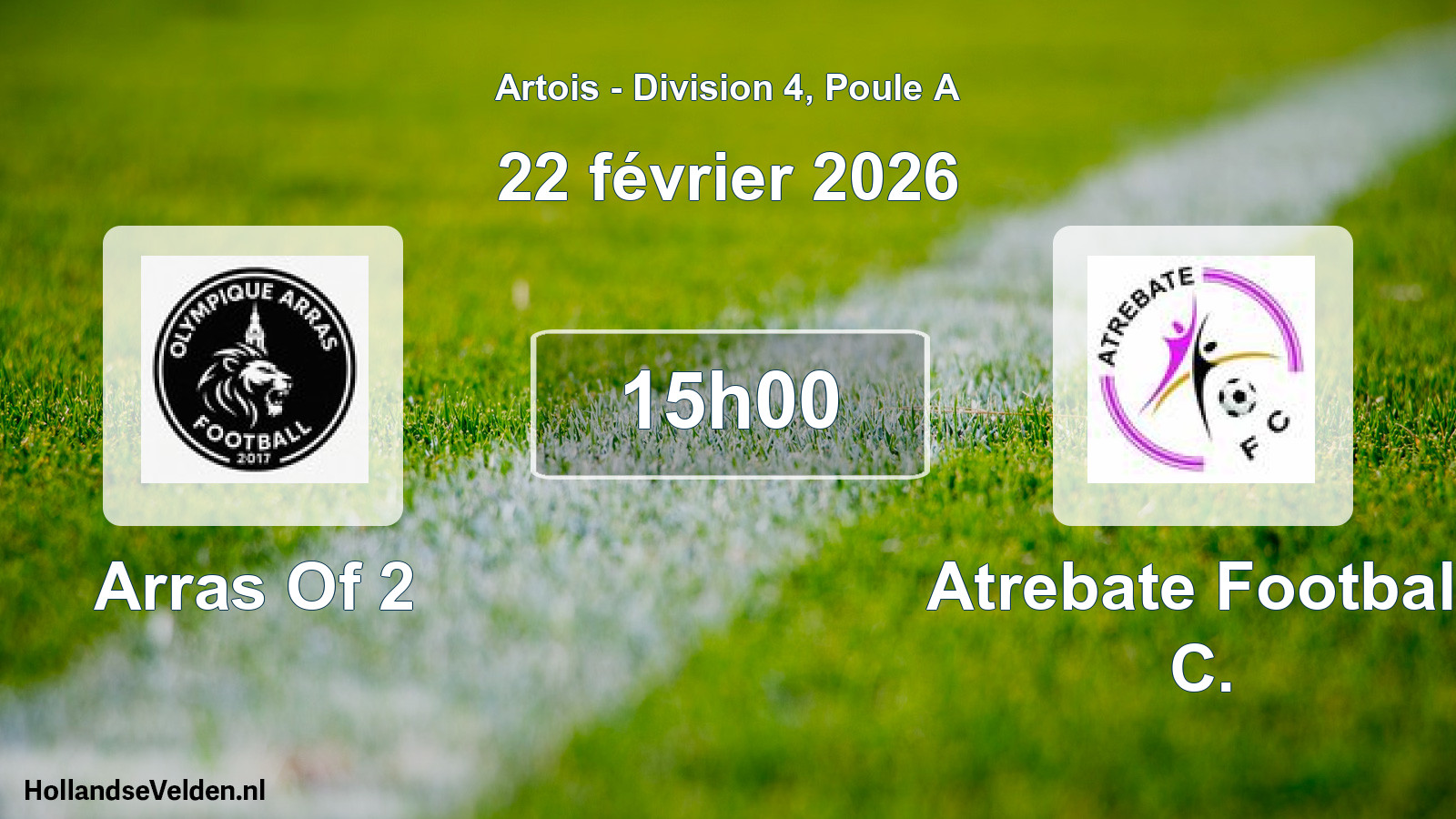 Match programmé: Arras Of 2 - Atrebate Football C. (22 février 2026)