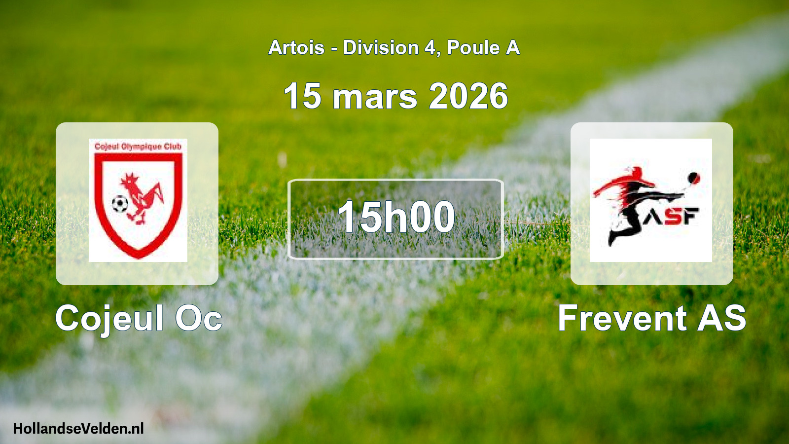 Match programmé: Cojeul Oc - Frevent AS (15 mars 2026)