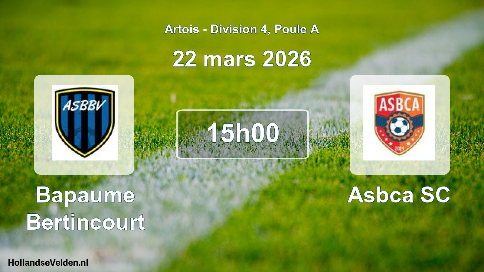 Geplande wedstrijd: Bapaume Bertincourt - Asbca SC (22 maart 2026)