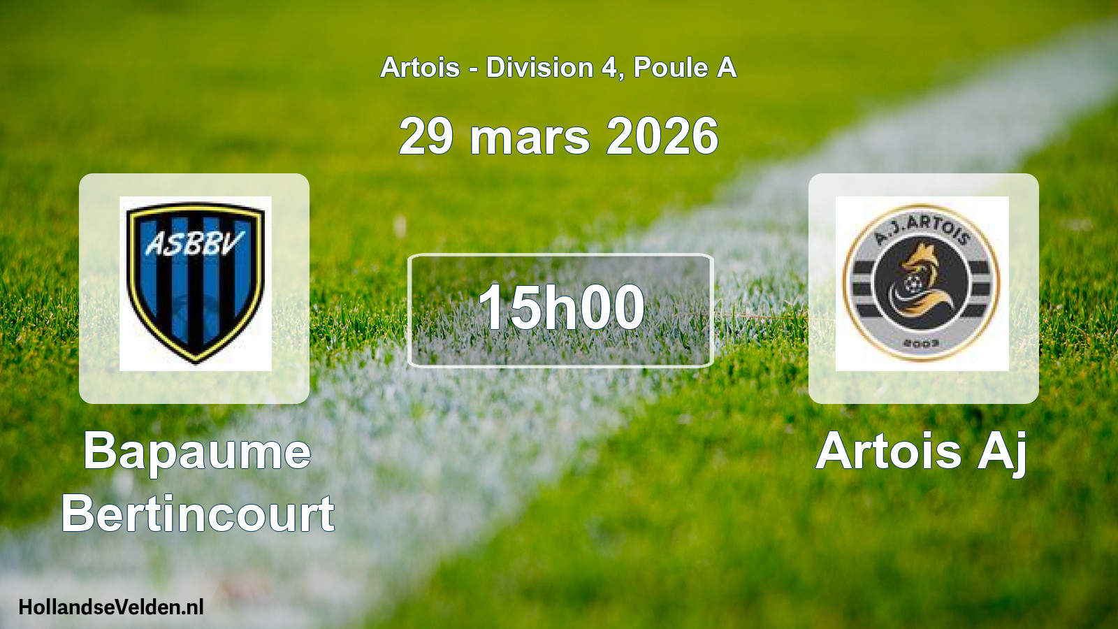 Match programmé: Bapaume Bertincourt - Artois Aj (29 mars 2026)