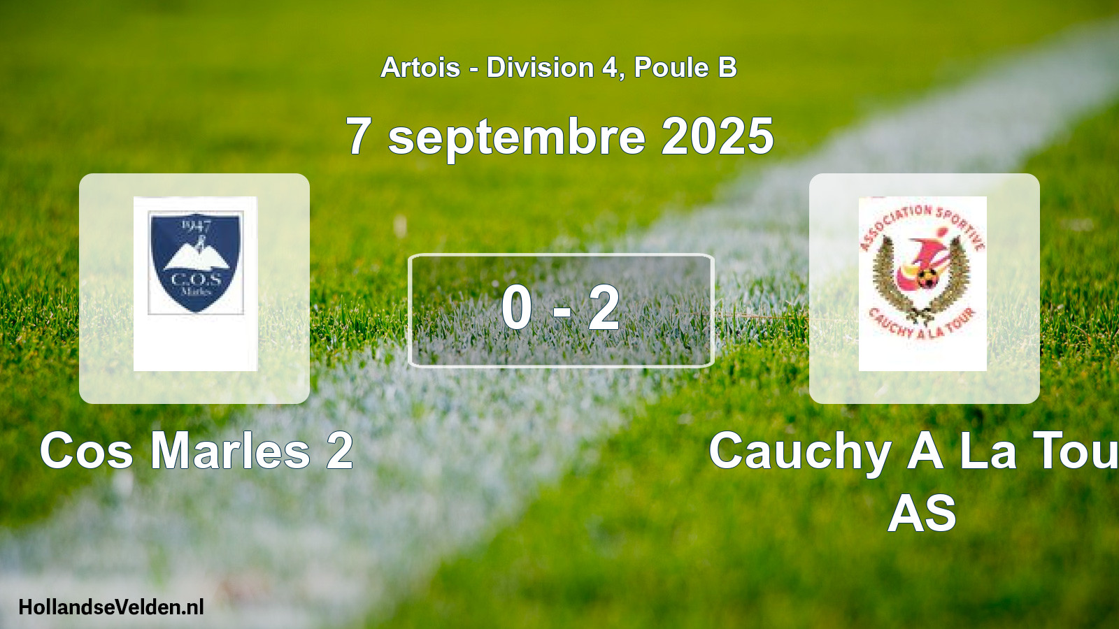 Gespeelde wedstrijd: Cos Marles 2 - Cauchy A La Tour AS 0 - 2 (7 september 2025)