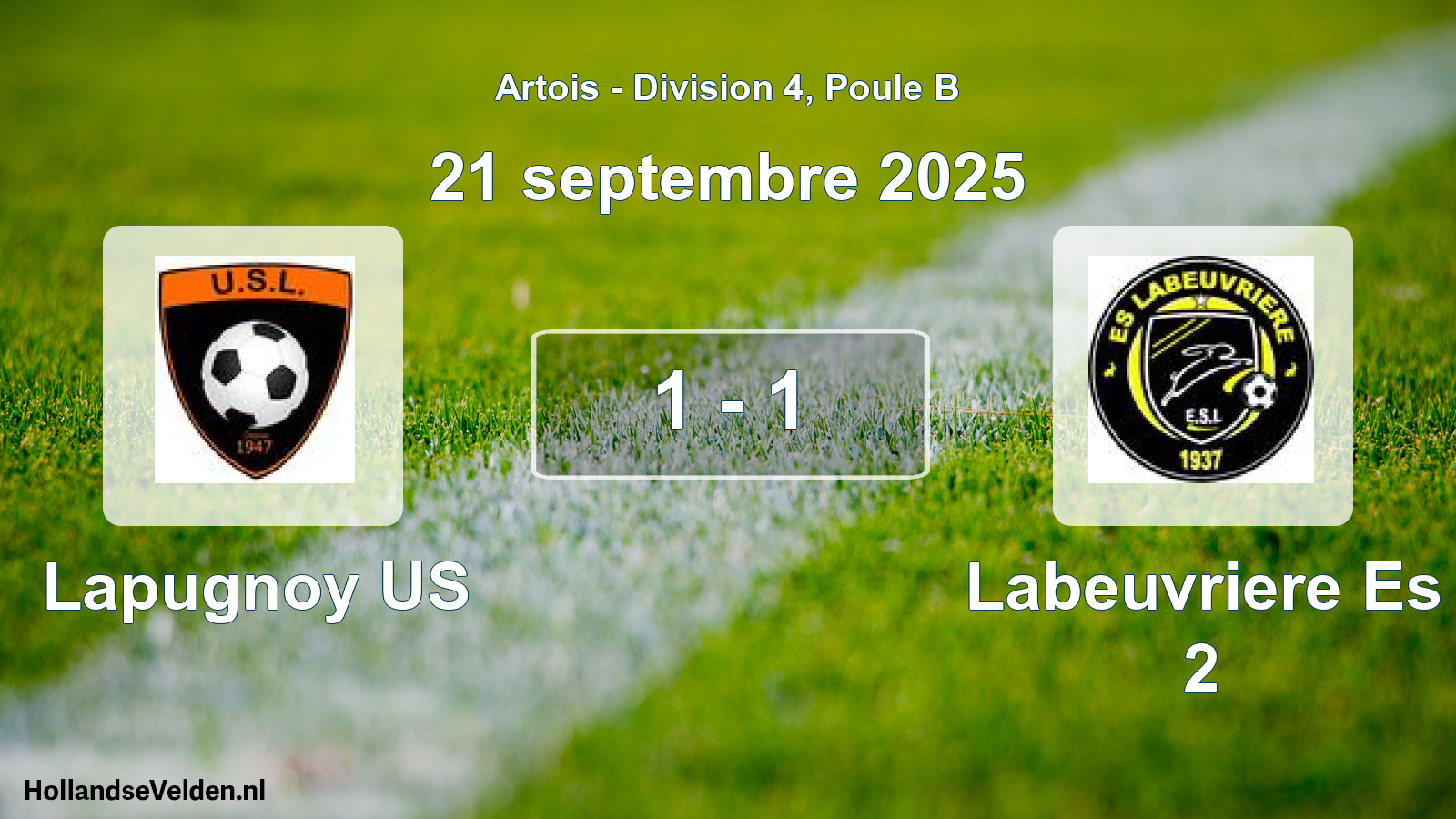Match joué: Lapugnoy US - Labeuvriere Es 2 1 - 1 (21 septembre 2025)