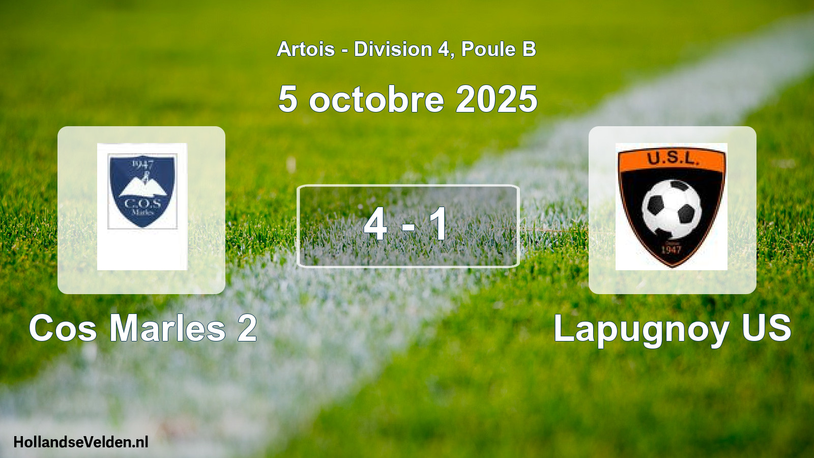 Match joué: Cos Marles 2 - Lapugnoy US 4 - 1 (5 octobre 2025)