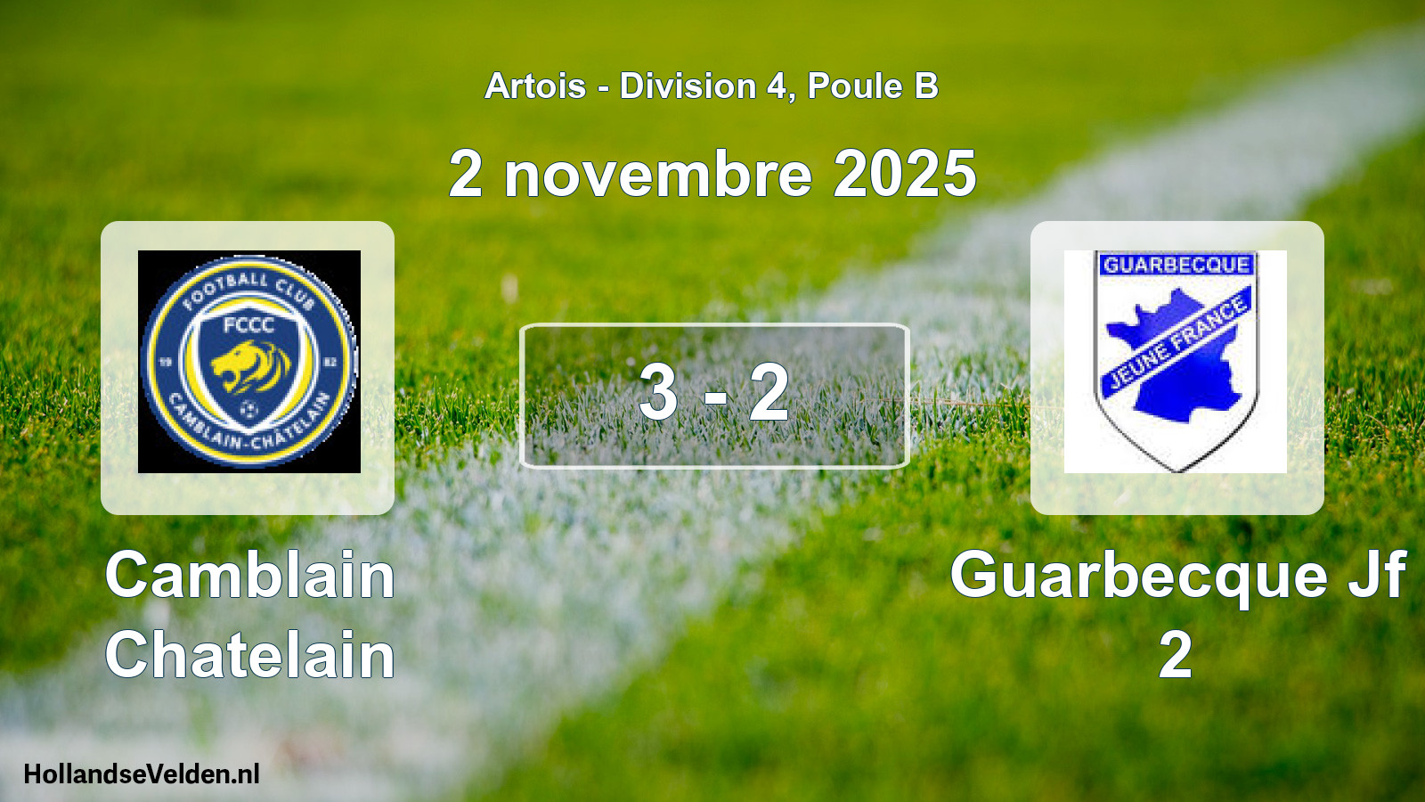 Match joué: Camblain Chatelain - Guarbecque Jf 2 3 - 2 (2 novembre 2025)