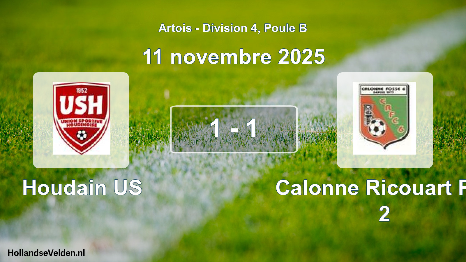 Match joué: Houdain US - Calonne Ricouart Fcc 2 1 - 1 (11 novembre 2025)