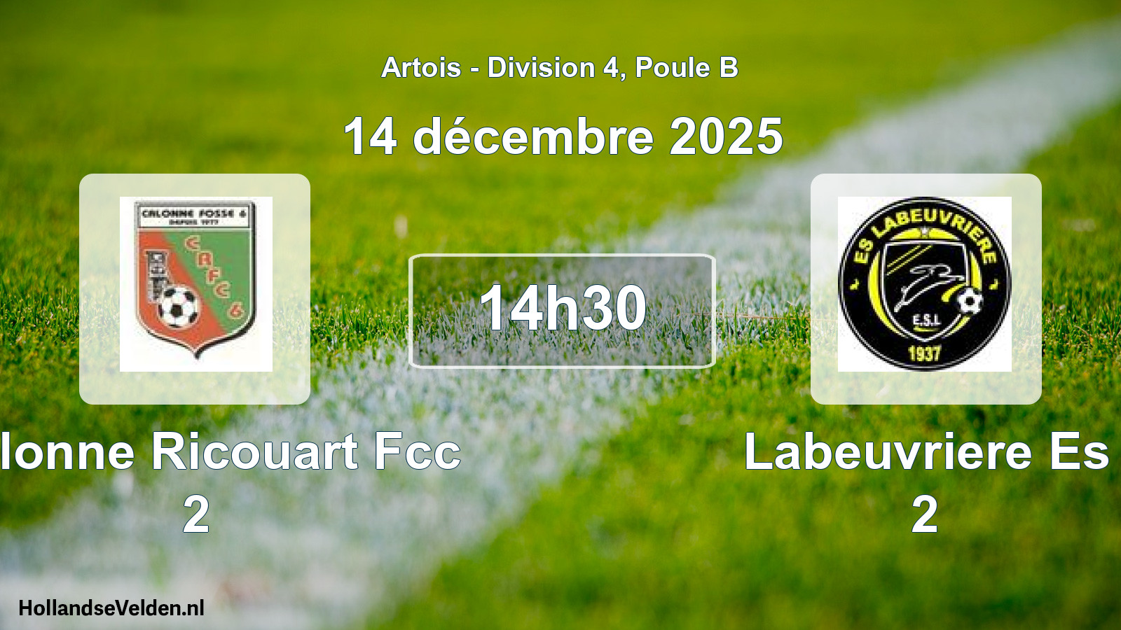 Match programmé: Calonne Ricouart Fcc 2 - Labeuvriere Es 2 (14 décembre 2025)