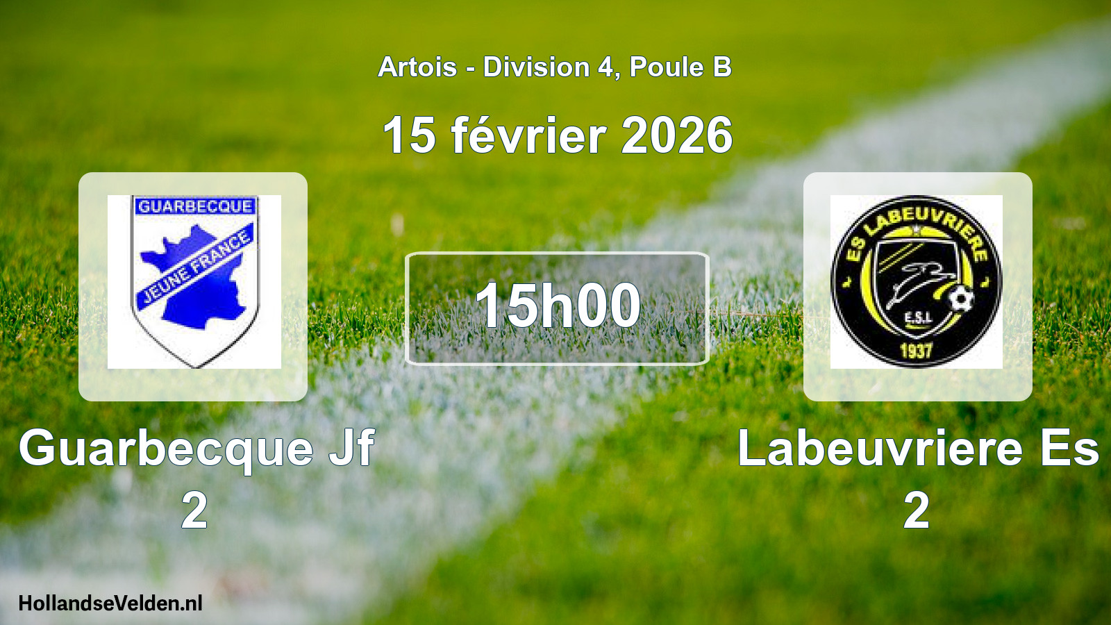 Match programmé: Guarbecque Jf 2 - Labeuvriere Es 2 (15 février 2026)