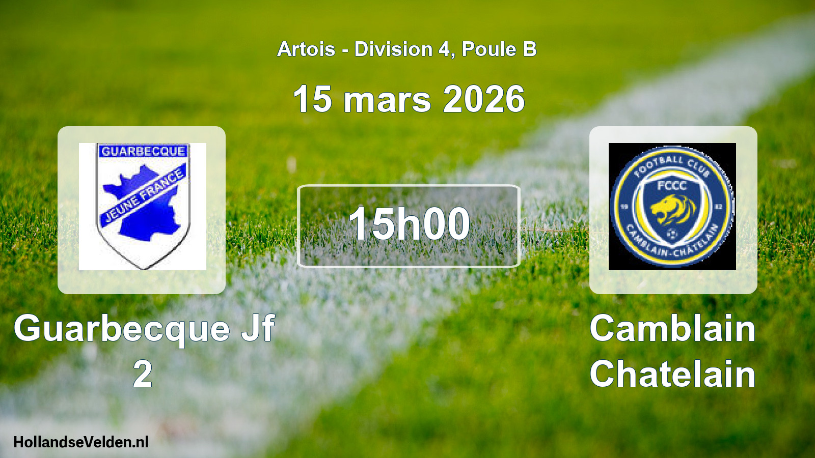 Match programmé: Guarbecque Jf 2 - Camblain Chatelain (15 mars 2026)